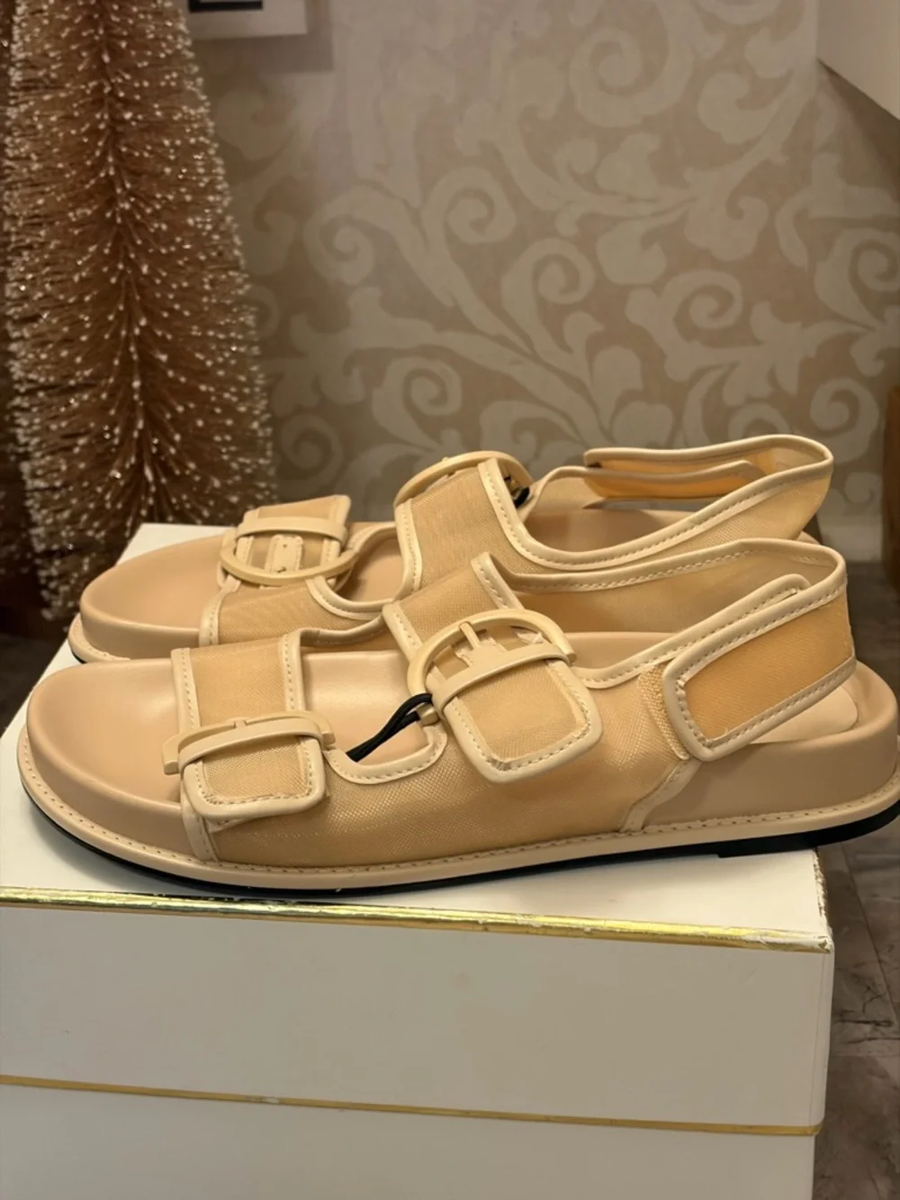 Zara Cream Buckle Sport Sandals - Picture 9 of 14